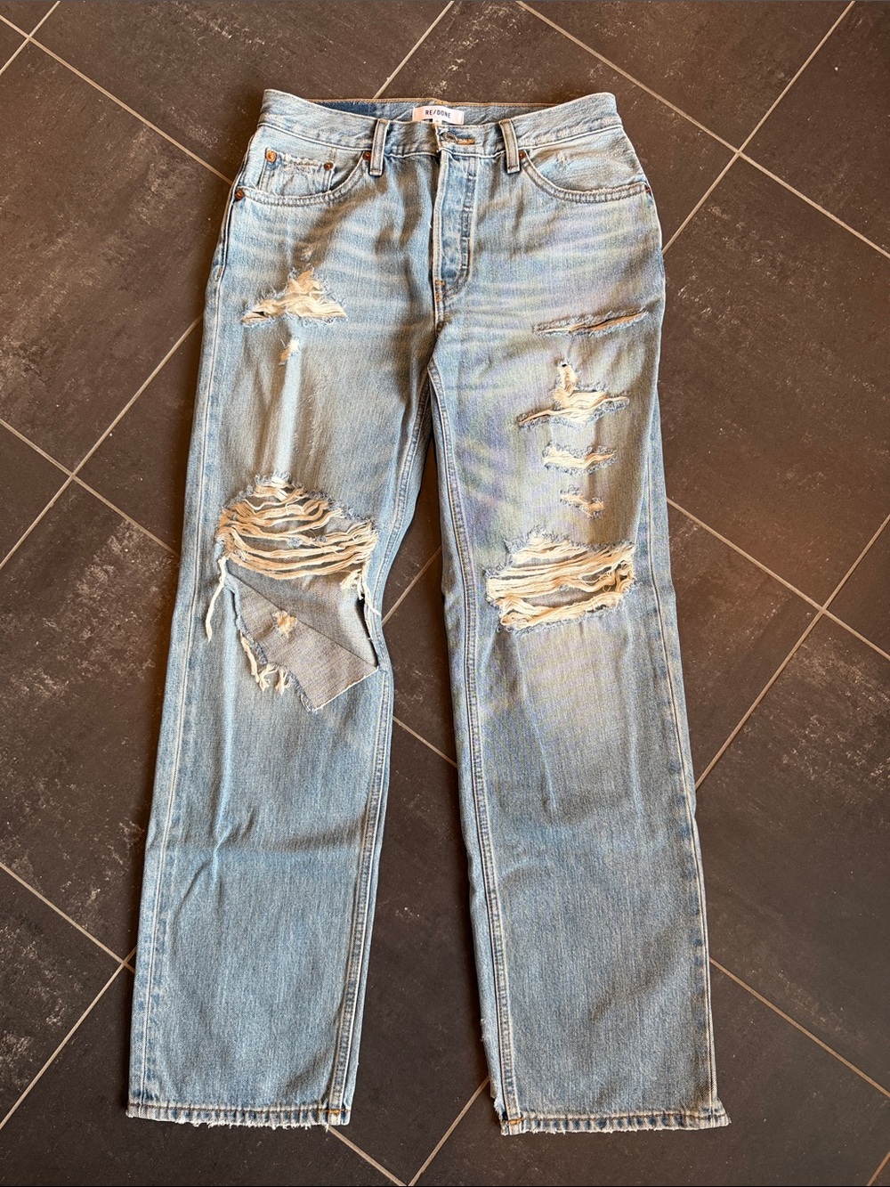 Re/Done Vintage-Style Light Blue Distressed Women's Jeans size 25